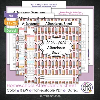 Homeschool Attendance Sheet - 2025-2026 Printable Tracker   Summary