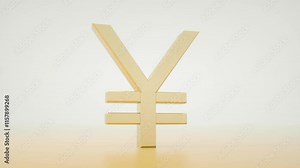 Yen or Yuan symbol on golden background for currency exchange and money transfer concept