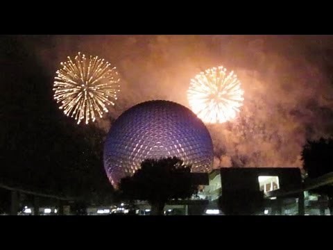 Epcot 30th anniversary fireworks as seen over Spaceship Earth - Walt Disney World