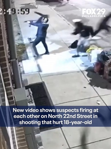SHOOTOUT CAUGHT ON CAMERA: Philadelphia police are searching for three suspects after video showed a group firing at each other during a shooting on North 22nd Street late last month. An 18-year-old was injured.