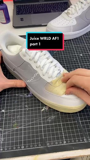 Next custom pair I’m working on, another tribute to Juice WLRD, probably my fav Juice WRLD design that I’d wear #fyp #customshoes #juicewrld