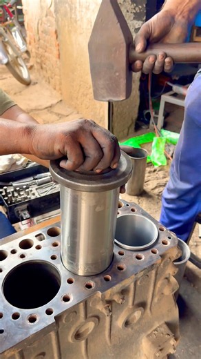 Engine Cylinder liner Sleeve Installation #rebuild #engine #liner #sleeve #restoration