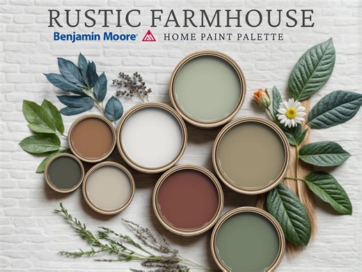Rustic Farmhouse Home Paint Palette, Benjamin Moore, Whole House Color Scheme, Trendy Interior Paint Design, Cottage Vibes - Etsy