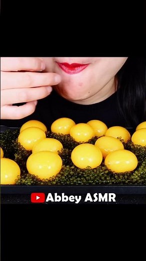 ASMR #shorts Sea grapes, fake egg yolks, satisfying eating sounds, mukbang, asmr food, Abbey ASMR