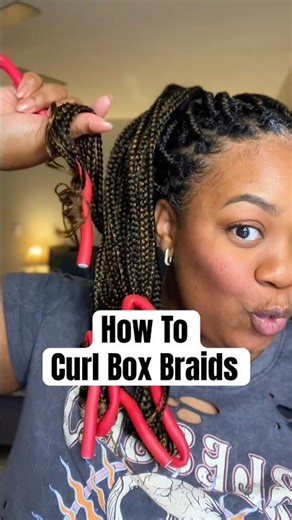 How to Curl Box Braids ✨ Easy Braid Style Upgrade 💅🏽 #BraidsAndCurls #HairTok