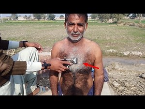 Old Man Chest Hair Removal 💈 | Traditional Barber Shaving | Relaxing ASMR Grooming