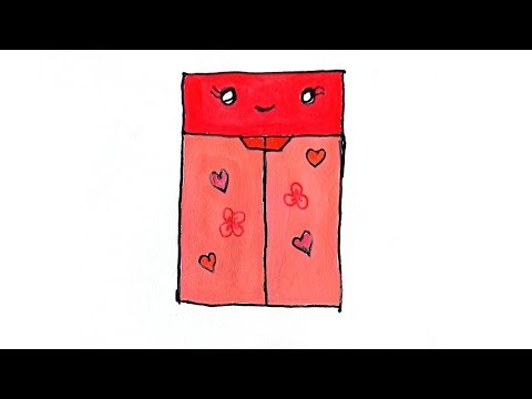 How to draw cute wardrobe easy step by step for kids