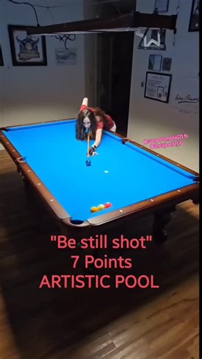Ridethe9Tour on Instagram: "🎨 Artistic Pool from Women in Pool #sports #poolplayer #billiards #cuesports #trickshot"