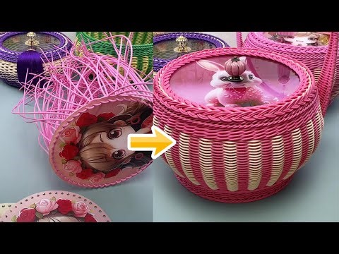 Create a Modern Storage Basket with PE Rattan & Acrylic Base #diy #handmade #craft