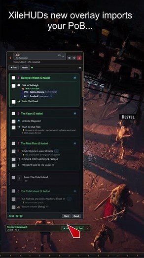 PoE 1&2 Leveling Overlay with PoB Import! (XileHUD Teaser) #poe #poe2 #leveling #overlay #arpg