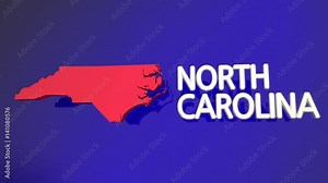 North Carolina NC State Map Name 3d Animation