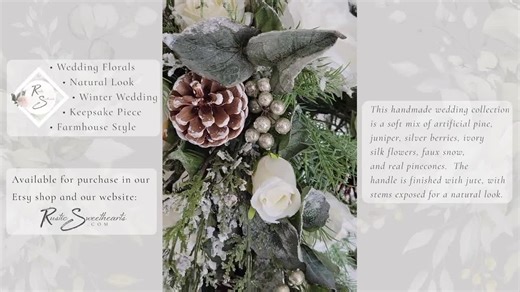 Winter Pine Wedding Flowers in Ivory | Cake Flowers Farmhouse Christmas Silver Berry Pinecone Bridesmaid Bout Decor Bridal Cascade Bouquet - Etsy