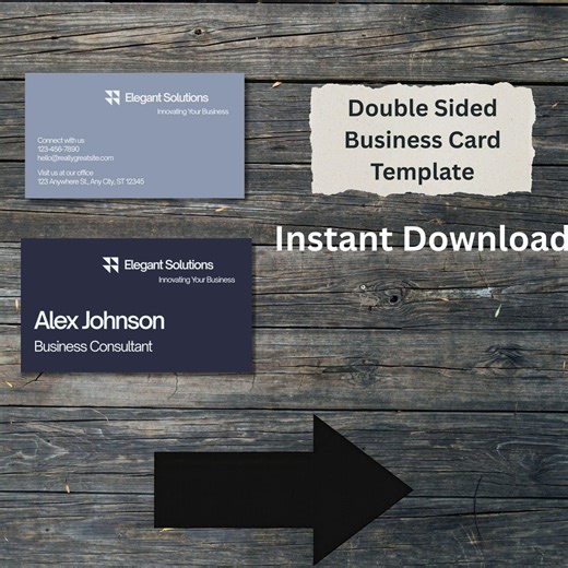 Modern Business Card Template Canva, Professional Corporate Business Card Design, Blue Minimal Consultant Card, Printable Digital Download - Etsy