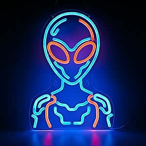 Cyber Alien Neon Sign - Blue & Orange LED Wall Art for Game Room, Teen Bedroom, Sci-Fi Party Decor, Christmas Gifts for Teens, 15.5x11" USB Powered - Amazon.com