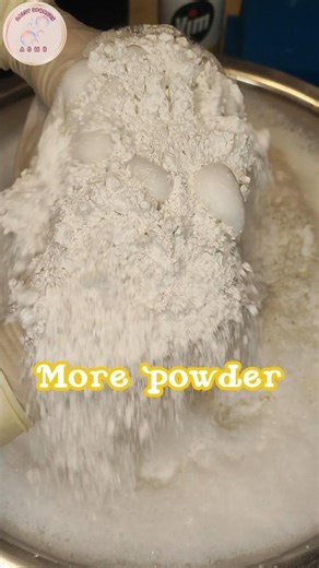 🤍🧽Adding more Vim powder🍋🫧 Powdery sponge squeezing✨✨ #shorts #asmrsponge #spongesqueezing #sponge