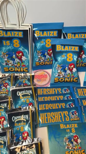 Speeding in with this Sonic-themed Confetti Collection bundle for one special birthday! 💙💨 My Confetti Collection is perfect when you want a full party favor setup without the stress. This bundle includes a snack, 2 treats, and a drink — all customized to match your theme. This client chose: ✨ Chips ✨ Hershey’s bar ✨ Sour Patch Kids ✨ Capri Sun ✨ Plus matching goodie bags as an add-on for the ultimate party look Everything is designed, printed, and assembled with intention so when party day ar