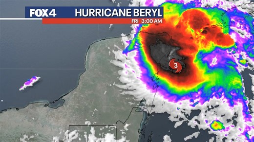 18K views · 63 reactions | 6:25am- The center of "Beryl" has officially made landfall near Tulum as a category 2 hurricane. It'll continue to weaken across the Yucatan before heading into the Gulf. | FOX 4 Weather | Facebook