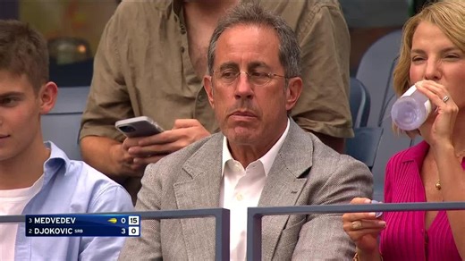 30 years ago, Seinfeld showed up to watch Kramer on the ball crew. Now he's back watching Djokovic-Medvedev. | US Open Tennis Championships