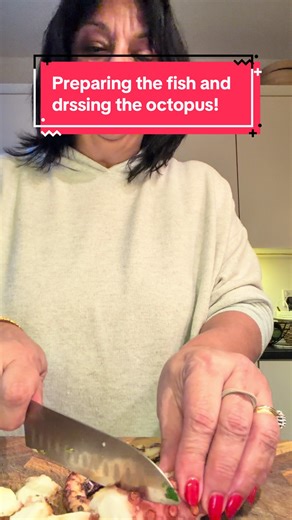 Preparing Delicious Octopus and Fish Dish