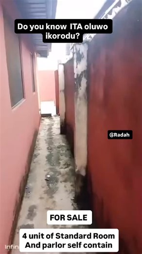 FOR SALE! 📢 A perfect entry-level investment property is now available! This block of 4 Units of Standard Room & Parlour Self-Contain (Mini-flats) is strategically located in Ita-Oluwo, Ikorodu. Situated very close to the main road, this property guarantees zero vacancy rates and immediate rental returns on a half plot of land. • Location: Ita-Oluwo, Ikorodu, Lagos (Minutes from the main road). • Property: 4 Units of Room & Parlour Self-Contain • Land Size: Half Plot of Land • Price: ₦20,000,00