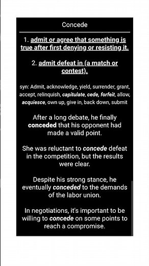 Concede | meaning & examples | Word of the Day #vocabulary #learnenglish #englishvocabulary #vocab