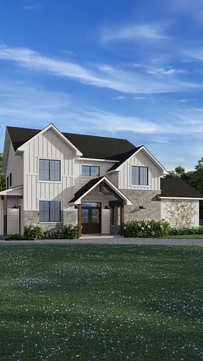 Also : Drummond House Plans on Instagram: "Un nouveau plan dans la collection !!  헦혂헻헻혆 헖헿헲헲헸 | #ퟯퟳퟰퟮ  Style Farmhouse qui fait rêver 犯 Plafond de 18’6’’ dans la salle familiale 狀 Entrée pratique + salle de lavage bien placée  Chambre des maîtres au rez-de-chaussée avec walk-in   Et même une salle de jeux AVEC cachette secrète ! 2820 pi.ca | 4-5 chambres | 2 s. de bains #farmhouse #maison #dreamhouse #familyhome"