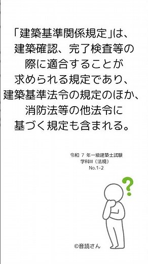 令和 ７ 年一級建築士試験 学科Ⅲ（法規） No.1-2 ©音読さん #勉強 #環境設備 #一級建築士試験 #過去問 #一級建築士