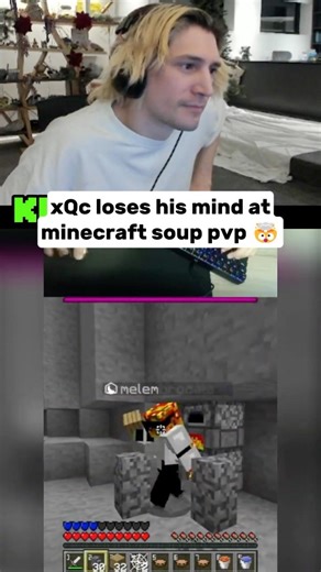 xQc loses his mind at minecraft soup pvp 🤯 #xqc