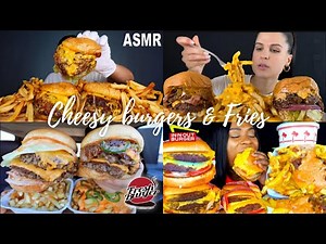 Asmr | Cheesy Burgers🍔& Fries 🍟🤤Mukbang Compilations | Satisfying eating sounds |
