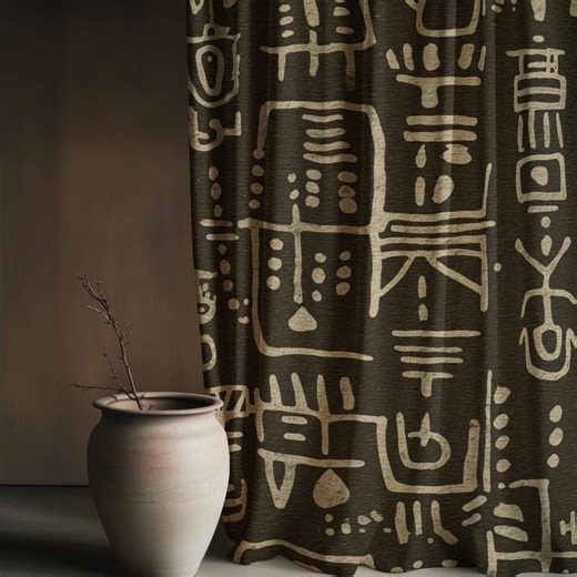 Ancient Hieroglyphic Blackout Curtains, Primitive Tribal Script Window Decor, Minimalist Ethic Brown and Sand Drapery, Antique Home Panels - Etsy UK