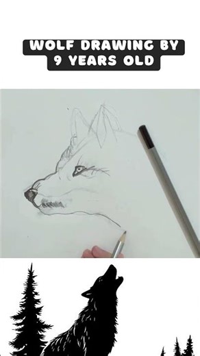 How to draw a wolf by 9 years old #shortsfeed