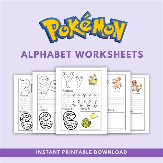 Pokémon Alphabet Printable Bundle | ABC Worksheets, Tracing Pages & Flashcards PDF for Preschool - Etsy