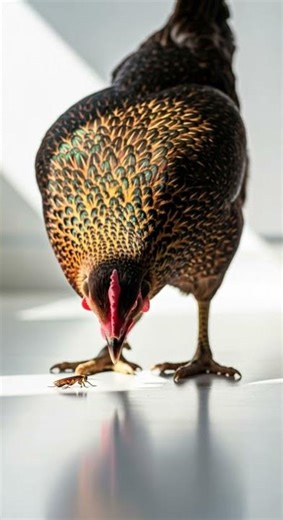 This Chickens Creepy Stare at a Cockroach Is Unbelievably Intense #wildlife #pets #shorts