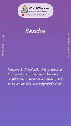 What does "Residue" mean? | English vocabulary shorts | #residue #wordwisdom