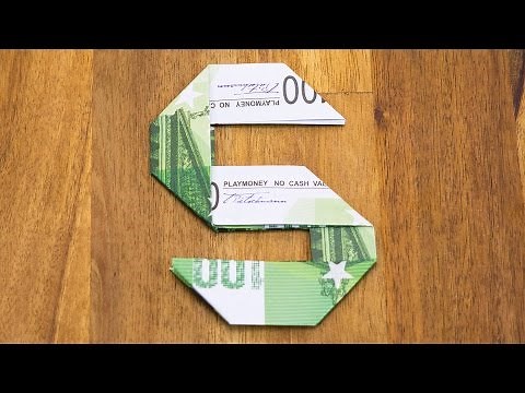 Banknote folding number 5, origami money gift tutorial, number 5/10