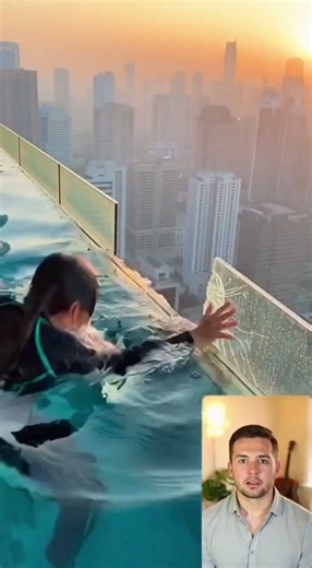 This can't be real!! High-altitude swimming pool ruptures