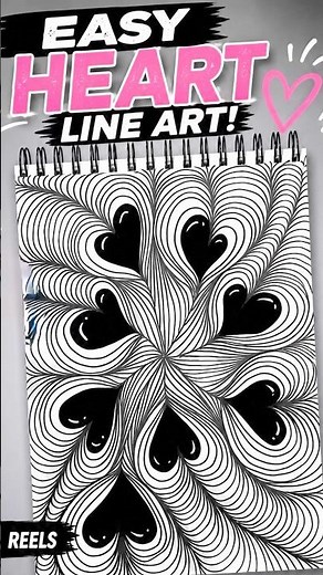 Easy Heart Line Art Drawing ❤️ | Satisfying Pattern Tutorial