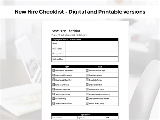 New Hire Checklist Template | Editable Word & Google Docs | HR Printable - Etsy