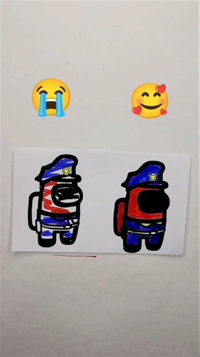 Police Among Us Coloring 🚓| Satisfying Art Transformation #Shorts