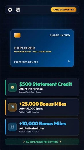 $500 Cash + 35,000 Miles: Chase United Explorer Offer!