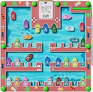 Magnetic Alphabet Maze,Montessori Magnetic Maze Board,Alphabet Puzzle Toddler Toys for Ages 2-4,Toddler Preschool Learning Toys