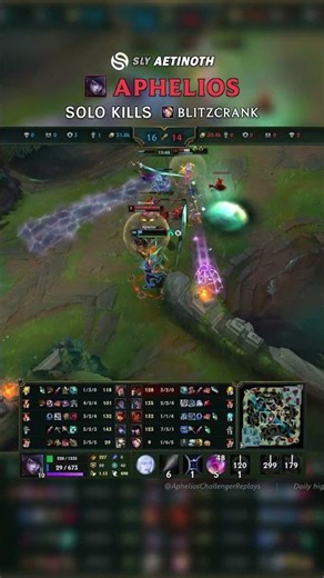 (SLY Aetinoth) Aphelios SOLO KILLS Blitzcrank | EUW Grandmaster Patch 26.14 #shorts