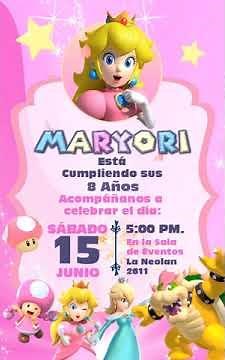 Video Invitación de Princesa Peach Powerpoint Editable