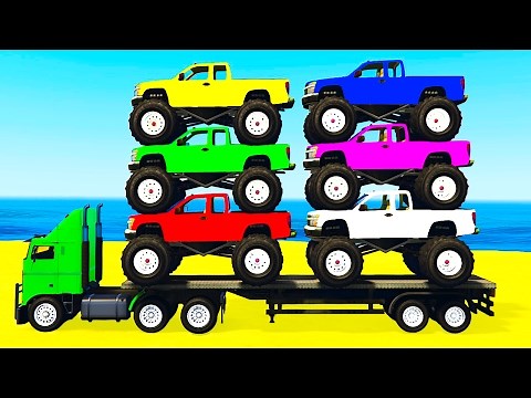 LEARN COLORS w Monster Truck & Learn Numbers for Kids w Cars Cartoon Learning Video