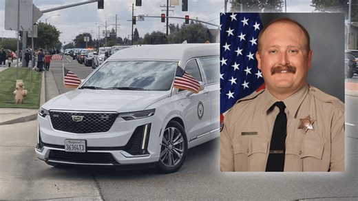 Procession escorts fallen TCSO Deputy Randy Hoppert from Tulare to Visalia