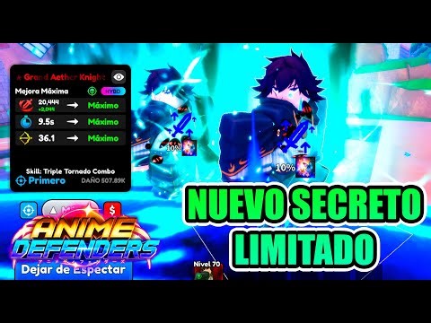 🦋GRAND AETHER KNIGHT SHOWCASE🦋 SECRET LIMITADO 🌌 ANIME DEFENDERS 🌌 #roblox