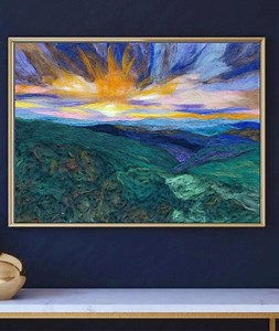 Colorful Felt Mountain Landscape Wall Art: Embroidered Wool Decor - Etsy