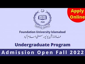 Foundation University Admission Open Fall 2022 | How To Apply Online | Fee Structure