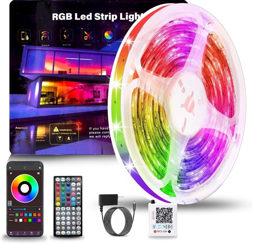 100FT RGB LED Strip Lights, Music Sync Bluetooth App Control, Bedroom Lighting - Etsy