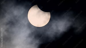 Amazing realtime raw footage of natural phenomenon solar eclipse across clouds and wind. Real video filmed on telescope with nikon Z9 high quality 8k camera
